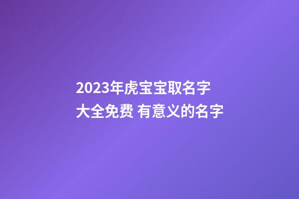 2023年虎宝宝取名字大全免费 有意义的名字